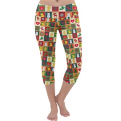 Template Christmas Pattern Capri Yoga Leggings