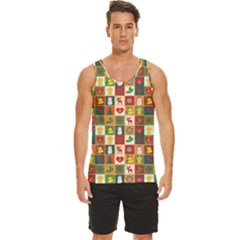 Template Christmas Pattern Men s Wide Collar Tank Top