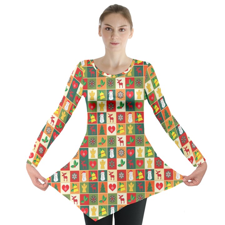 Template Christmas Pattern Long Sleeve Tunic 