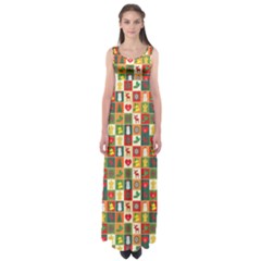 Template Christmas Pattern Empire Waist Maxi Dress