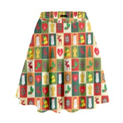 Template Christmas Pattern High Waist Skirt