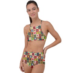 Template Christmas Pattern Halter Tankini Set