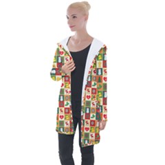 Template Christmas Pattern Longline Hooded Cardigan