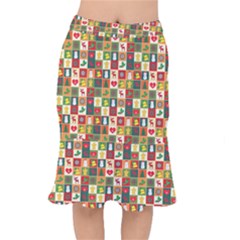 Template Christmas Pattern Short Mermaid Skirt