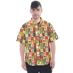 Template Christmas Pattern Men s Short Sleeve Shirt