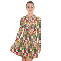 Template Christmas Pattern Long Sleeve Panel Dress