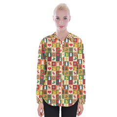 Template Christmas Pattern Womens Long Sleeve Shirt