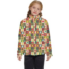 Template Christmas Pattern Kids  Puffer Bubble Jacket Coat