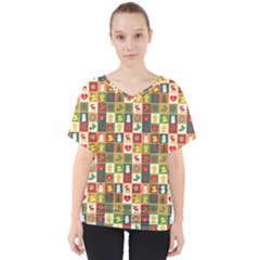 Template Christmas Pattern V-neck Dolman Drape Top