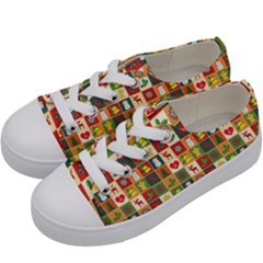 Template Christmas Pattern Kids  Low Top Canvas Sneakers