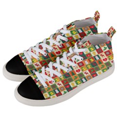 Template Christmas Pattern Men s Mid-top Canvas Sneakers