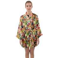 Template Christmas Pattern Long Sleeve Satin Kimono