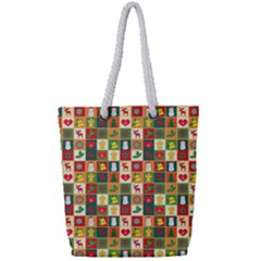 Template Christmas Pattern Full Print Rope Handle Tote (small)