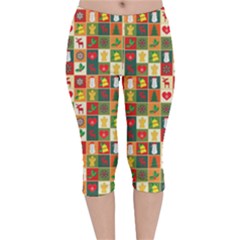 Template Christmas Pattern Velvet Capri Leggings 