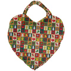 Template Christmas Pattern Giant Heart Shaped Tote