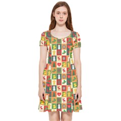 Template Christmas Pattern Inside Out Cap Sleeve Dress