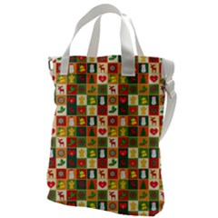 Template Christmas Pattern Canvas Messenger Bag