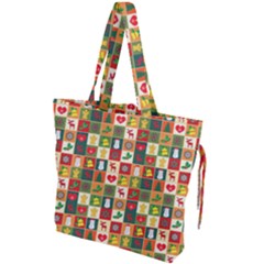 Template Christmas Pattern Drawstring Tote Bag