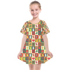 Template Christmas Pattern Kids  Smock Dress