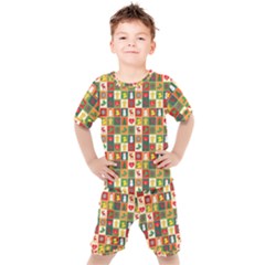 Template Christmas Pattern Kids  T-shirt And Shorts Set