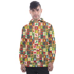 Template Christmas Pattern Men s Front Pocket Pullover Windbreaker