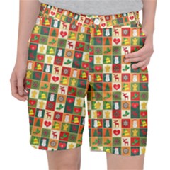 Template Christmas Pattern Women s Pocket Shorts