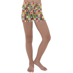 Template Christmas Pattern Kids  Lightweight Velour Yoga Shorts