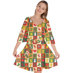 Template Christmas Pattern Velour Kimono Dress