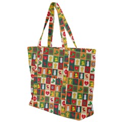 Template Christmas Pattern Zip Up Canvas Bag