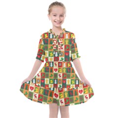 Template Christmas Pattern Kids  All Frills Chiffon Dress