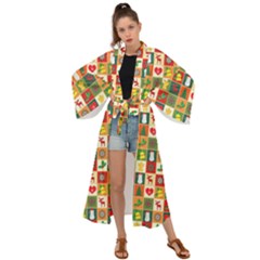 Template Christmas Pattern Maxi Kimono