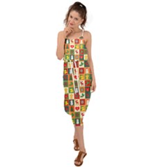 Template Christmas Pattern Waist Tie Cover Up Chiffon Dress