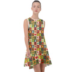 Template Christmas Pattern Frill Swing Dress