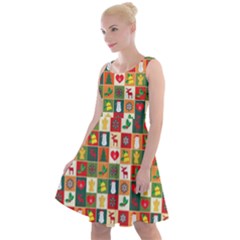 Template Christmas Pattern Knee Length Skater Dress