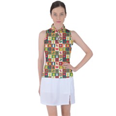 Template Christmas Pattern Women s Sleeveless Polo T-shirt