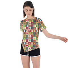 Template Christmas Pattern Asymmetrical Short Sleeve Sports T-shirt