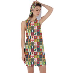 Template Christmas Pattern Racer Back Hoodie Dress