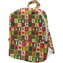 Template Christmas Pattern Zip Up Backpack