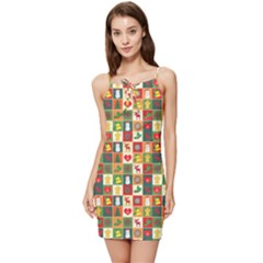 Template Christmas Pattern Summer Tie Front Dress