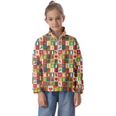 Template Christmas Pattern Kids  Half Zip Hoodie