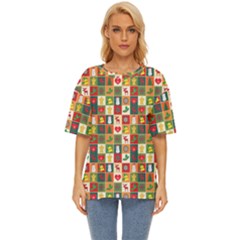 Template Christmas Pattern Oversized Basic T-shirt