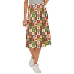 Template Christmas Pattern Midi Panel Skirt