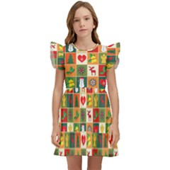 Template Christmas Pattern Kids  Winged Sleeve Dress