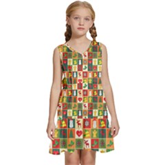 Template Christmas Pattern Kids  Sleeveless Tiered Mini Dress