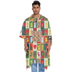 Template Christmas Pattern Men s Hooded Rain Ponchos by Proyonanggan