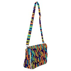 Illustration Abstract Line Shoulder Bag With Back Zipper