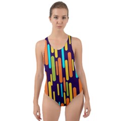 Illustration Abstract Line Cut-out Back One Piece Swimsuit by anzea