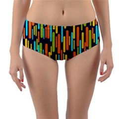 Illustration Abstract Line Reversible Mid-waist Bikini Bottoms