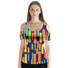 Illustration Abstract Line Butterfly Sleeve Cutout T-shirt 