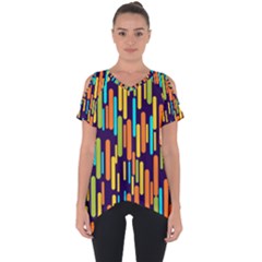 Illustration Abstract Line Cut Out Side Drop T-shirt